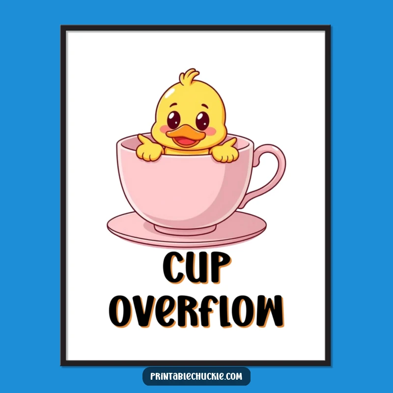 Funny Duck in Teacup Poster: Whimsical Bath Art, Perfect Wall Decor Funny Gift