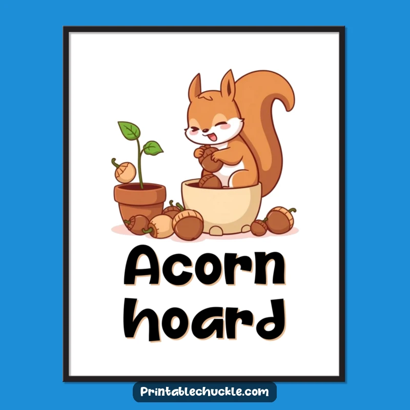 Funny Frantic Squirrel Potted Plant Poster - Nutty Wall Art, Great Funny Gift