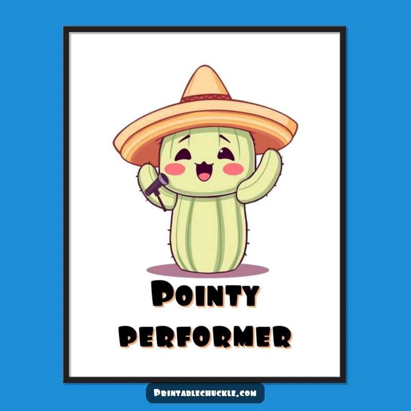 Funny Singing Cactus Art Poster: Add a Whimsical Touch to Your Walls