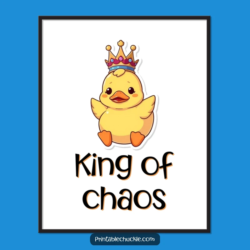 Funny Upside Down Duck Crown Poster: Confused Royal Bath Toy Art, Hilarious Decor Gift