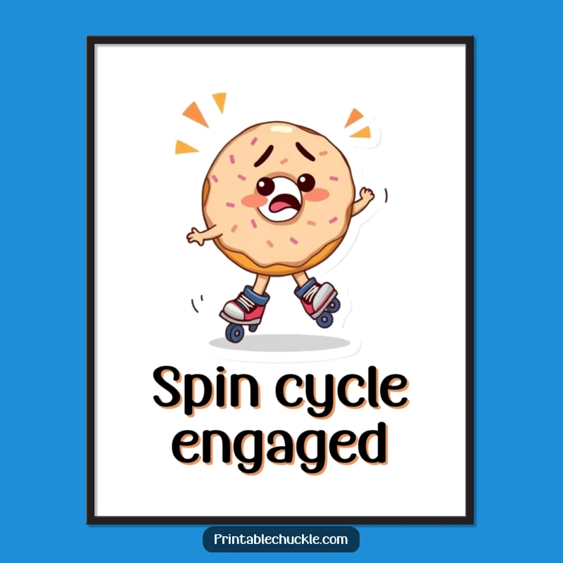 Funny Confused Donut Roller Skating Poster - Whimsical Wall Art Gift!