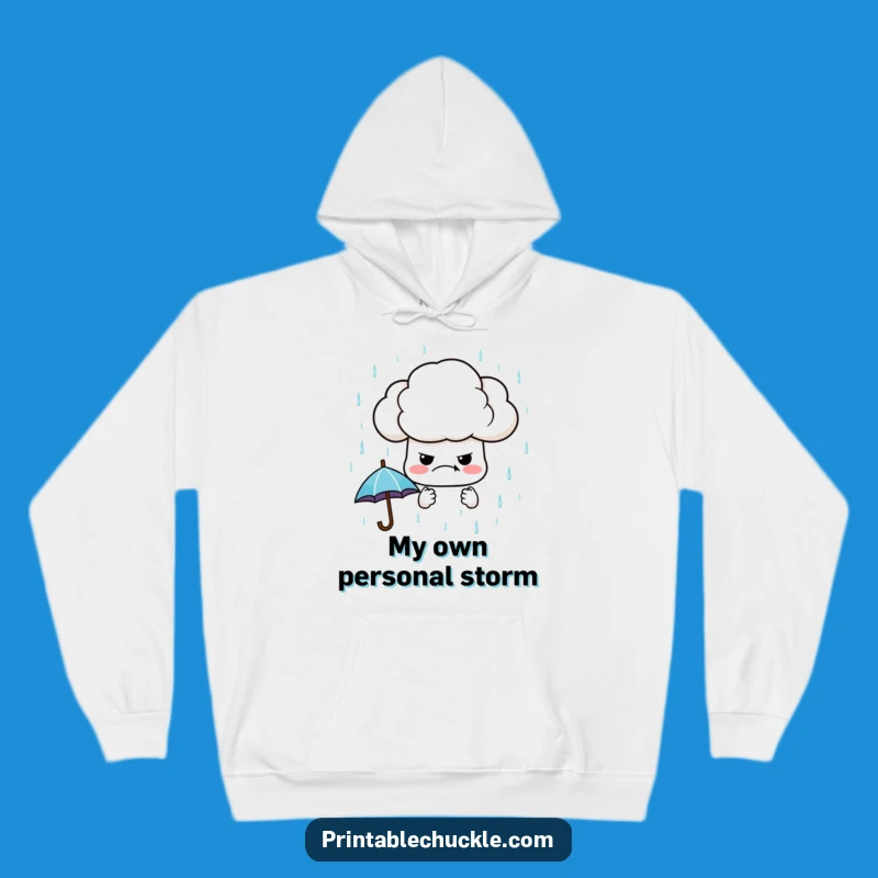 Funny Grumpy Cloud Hoodie: Cozy & Warm with Tiny Raining Umbrellas, Best Gift