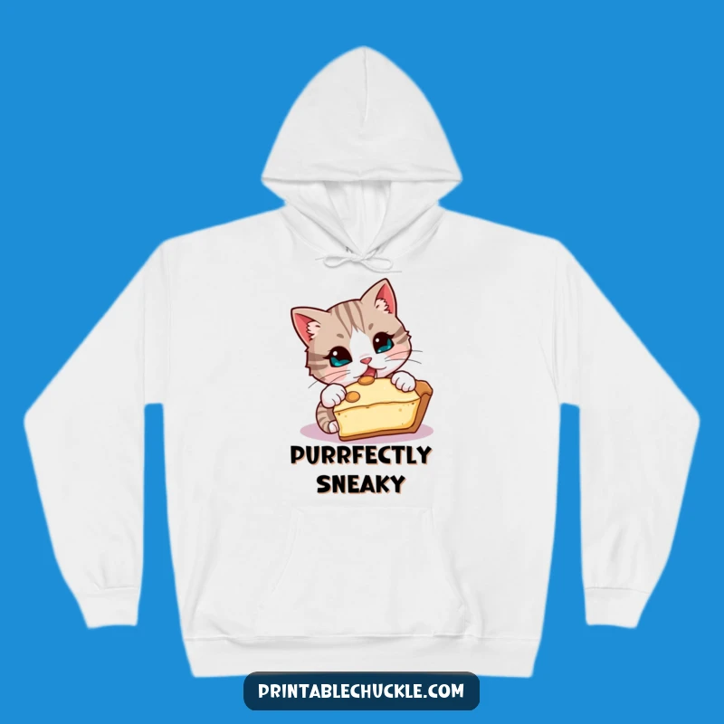 Funny Mischievous Cat Hoodie, Cozy Pie Thief Funny Gift Apparel