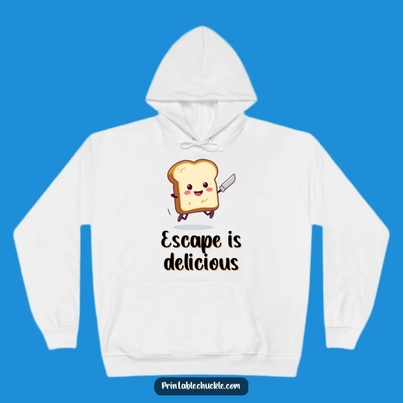 Funny Toast Running Butter Knife Hoodie - Cozy Breakfast Escape Sweatshirt, Ideal Funny Gift