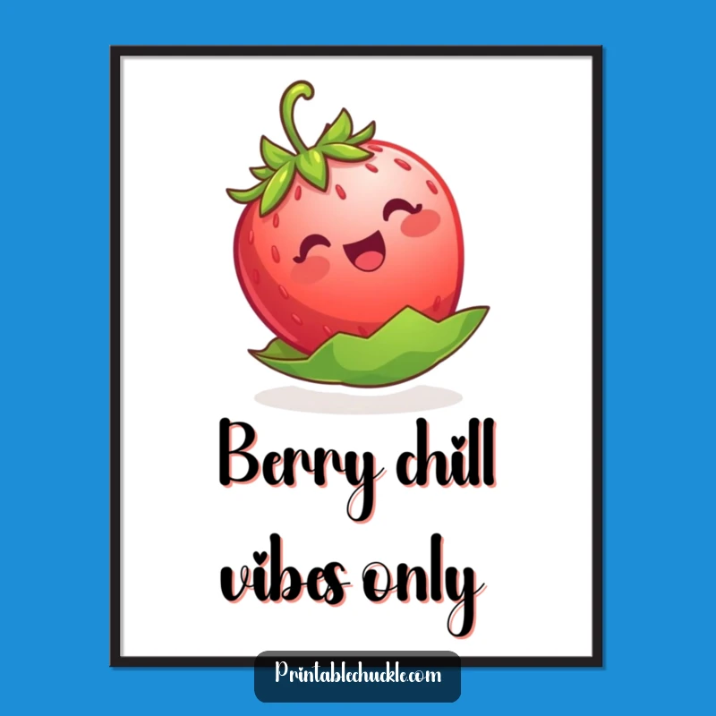 Free Printable Wall Art: Cute Strawberry Floater DIY Downloadable Art For Whimsical Decor