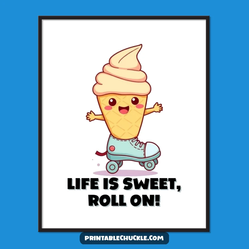Free Printable Ice Cream Art - Quirky Wobbly Downloadable Wall Art for Fun Decor