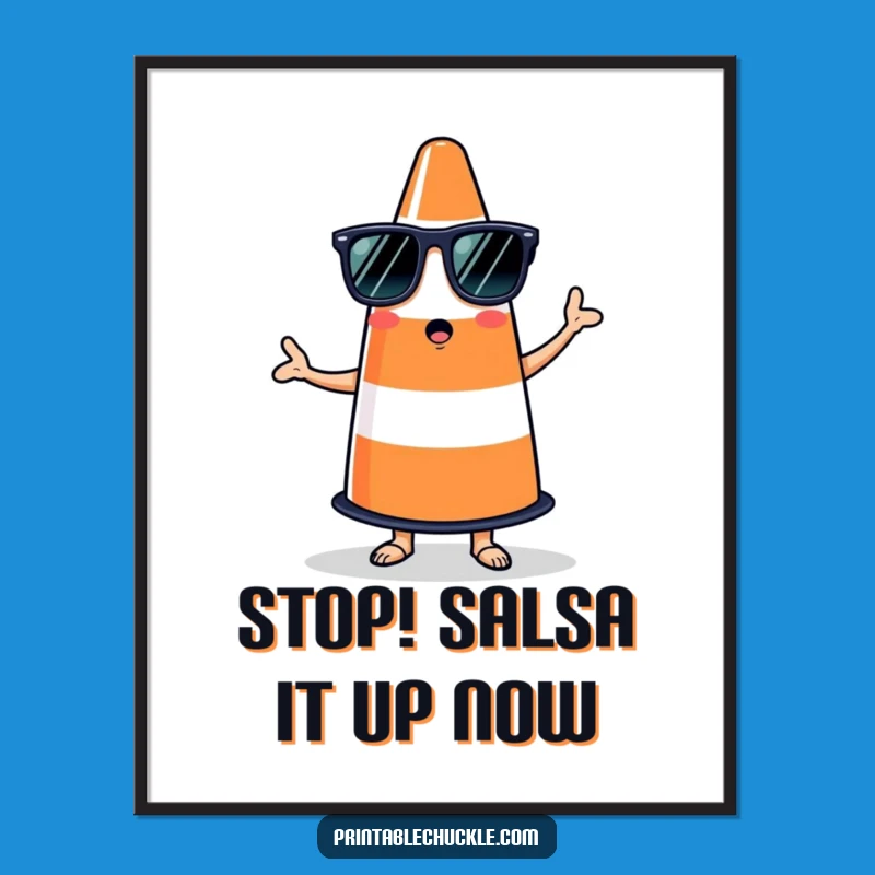 Free Printable Traffic Cone Wall Art: Whimsical Downloadable Decor with Salsa Vibes