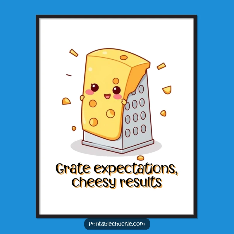 Free Printable Wall Art: Grater Mishap Cheese, Funny Downloadable Kitchen Decor Gift
