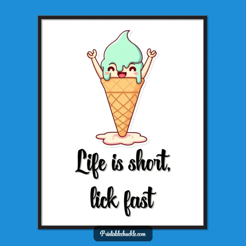 Free Printable Wall Art: Melting Ice Cream, Sweet Humor, Quirky Decor, Download Now