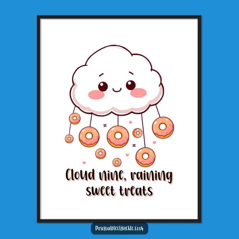 Funny Free Printable Wall Art: Donut Cloud Art, Downloadable Decor