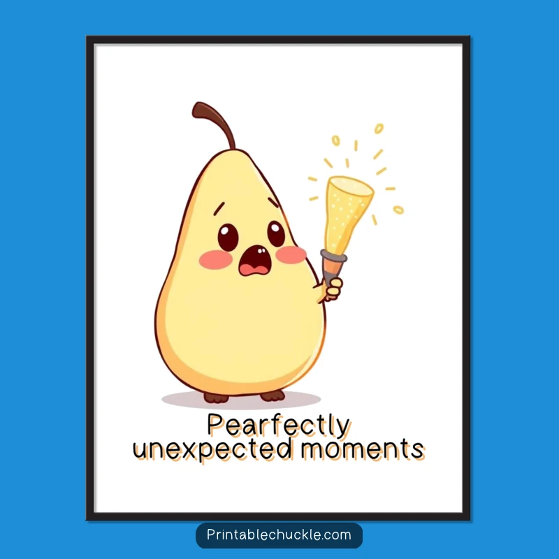 Funny Free Printable Wall Art: Pear's Champagne Moment - Downloadable Decor