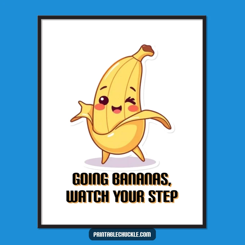Free Printable Banana Wall Art: Smiling Tripping Humorous Downloadable Decor