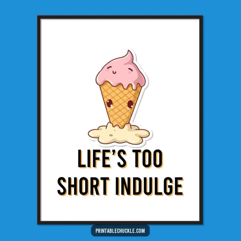Free Printable Funny Wall Art: Melting Ice Cream Cone Digital Download Decor