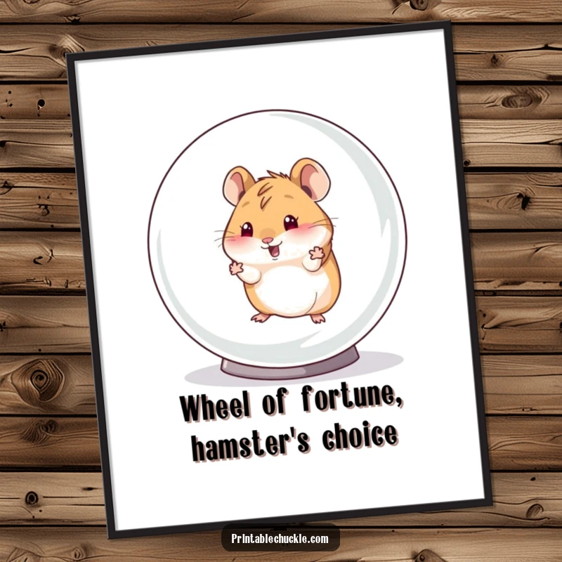 Funny Free Printable Wall Art: A determined hamster breaking out of its giant ball, bringing laughs.
