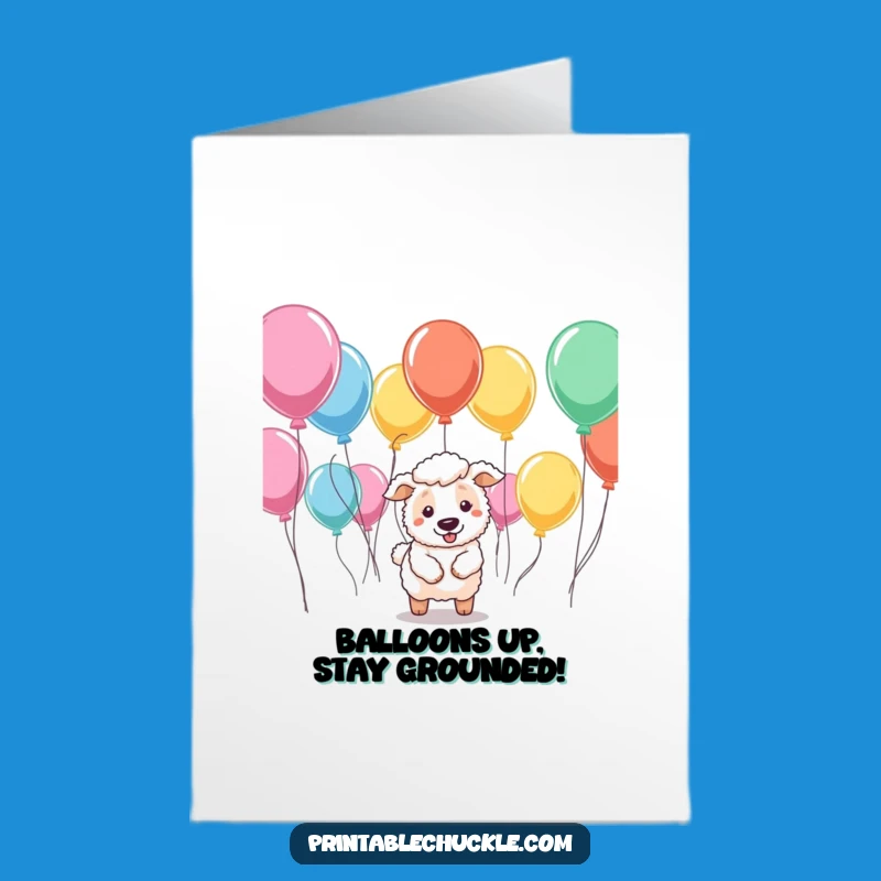 Funny Free Printable Birthday Card: Balloon Herding Dog, Hilarious DIY Downloadable Gift