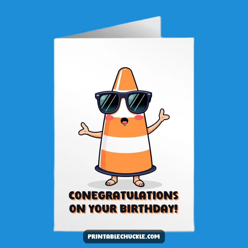 Free Printable Traffic Cone Birthday Card: Funny Downloadable Fiesta Fiesta!