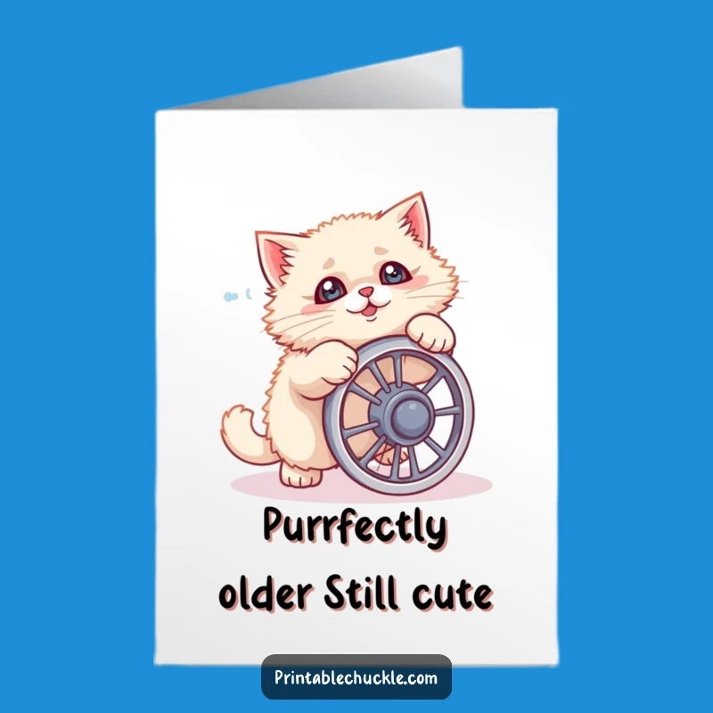 Free Printable Cat Ab Wheel Fail Birthday Card: Funny Downloadable Gift for Fitness Fails