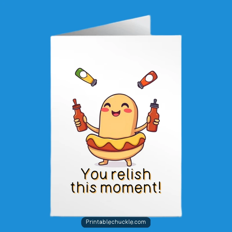 Free Printable Congrats Card: Hot Dog's Skillful Balance Humor Greeting