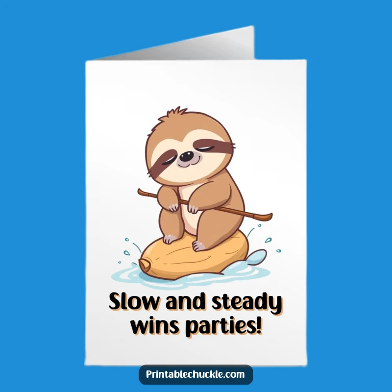 Free Printable Congrats Card: Sloth's Cashew Ski - Downloadable Cheers