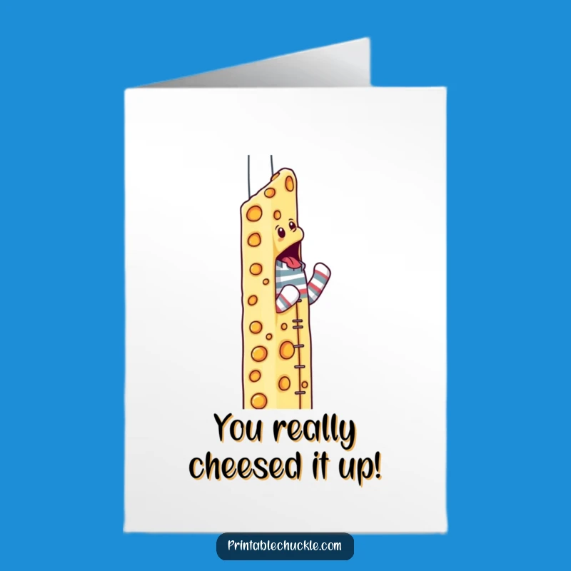 Free Printable Sock Puppet Cheese Climb Congrats Card - Humorous Downloadable Achievement Art