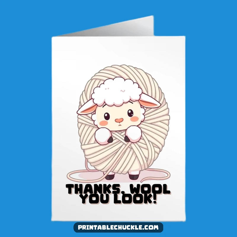 Free Printable Sheep Thank You Card: Yarn Tangle for Cozy Gratitude