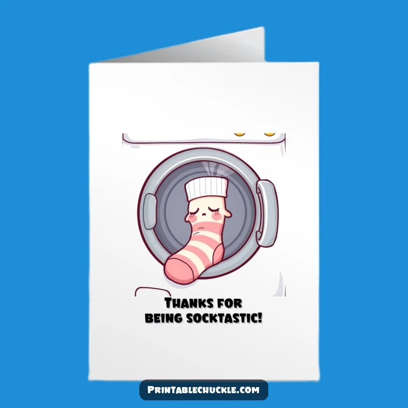 Free Printable Thank You Card: Sock's Grateful Journey to Dryer Humor