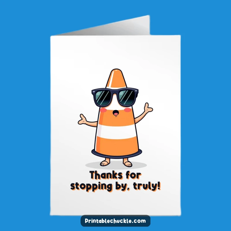 Free Printable Traffic Cone Thank You Card: Fun Downloadable for Unexpected Thanks