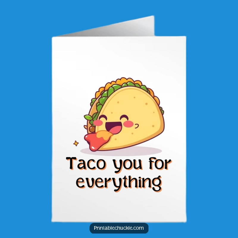 Free Printable Thank You Card: Funny Taco Love, Thoughtful DIY Gift