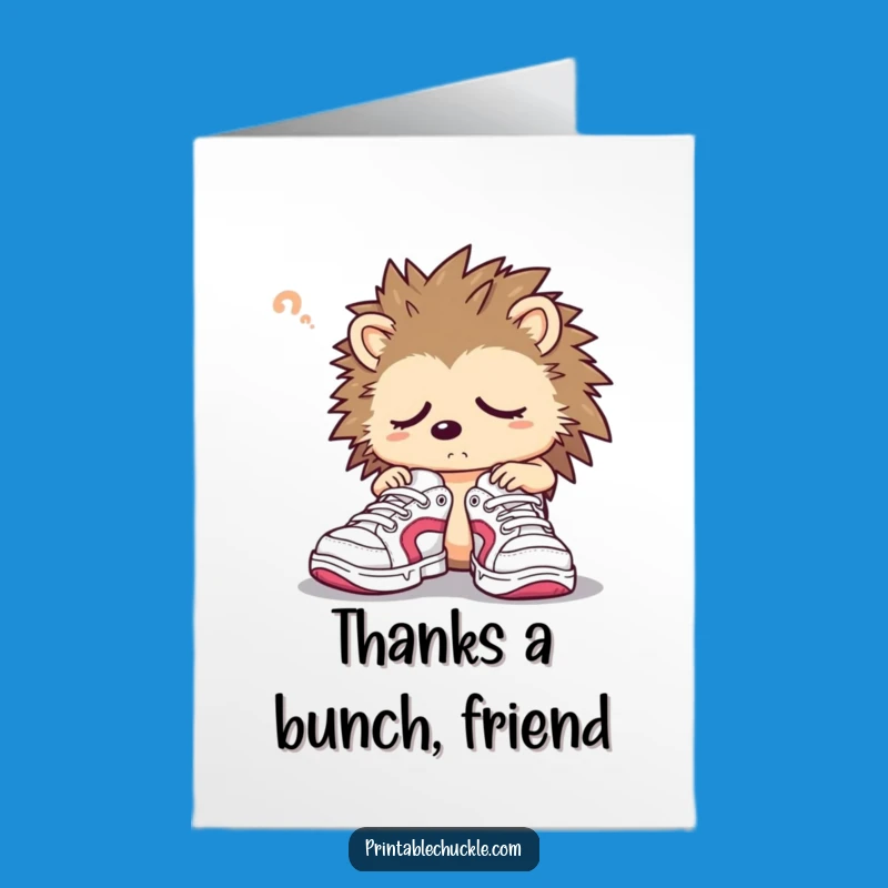Free Printable Sleepy Hedgehog Thanks Card: Adorable Downloadable Gift for Helping Hands