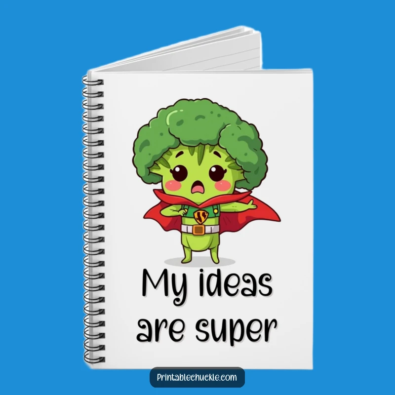 Funny Broccoli Superhero Notebook - Hilarious Stationery