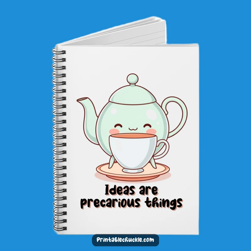 Funny Cheerful Teapot Balancing Teacup Notebook - Jot Down Tea Time Tales