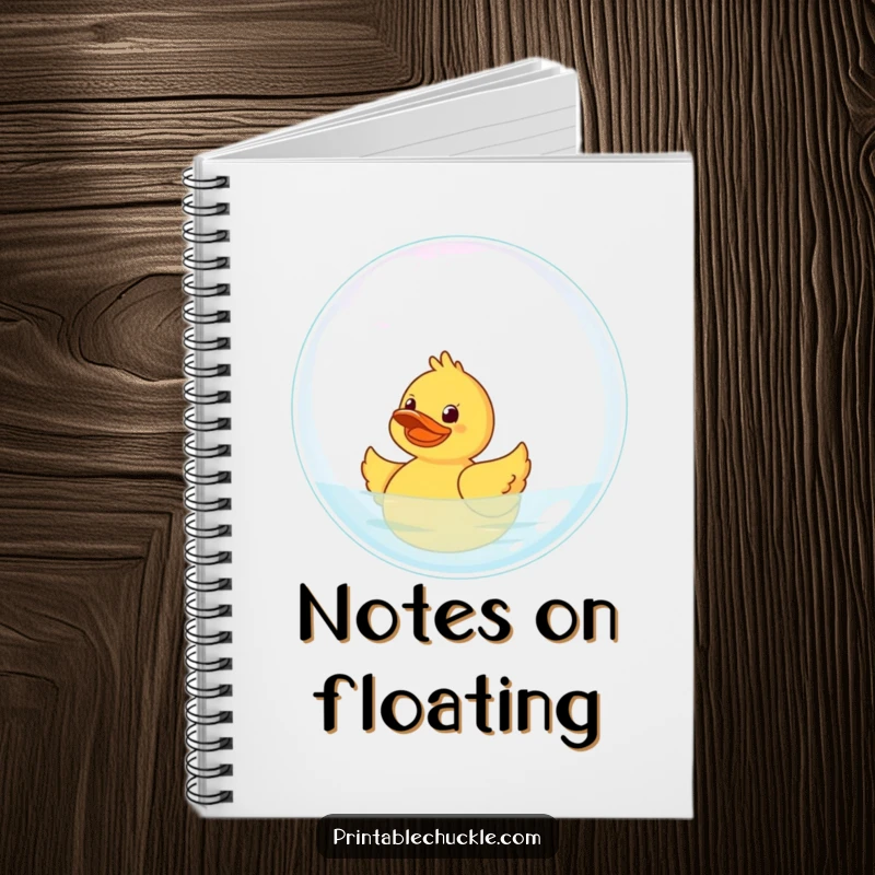 Funny Rubber Duck Notebook: A giggling rubber duck floats on a giant bubble, ideal for recording creative ideas.