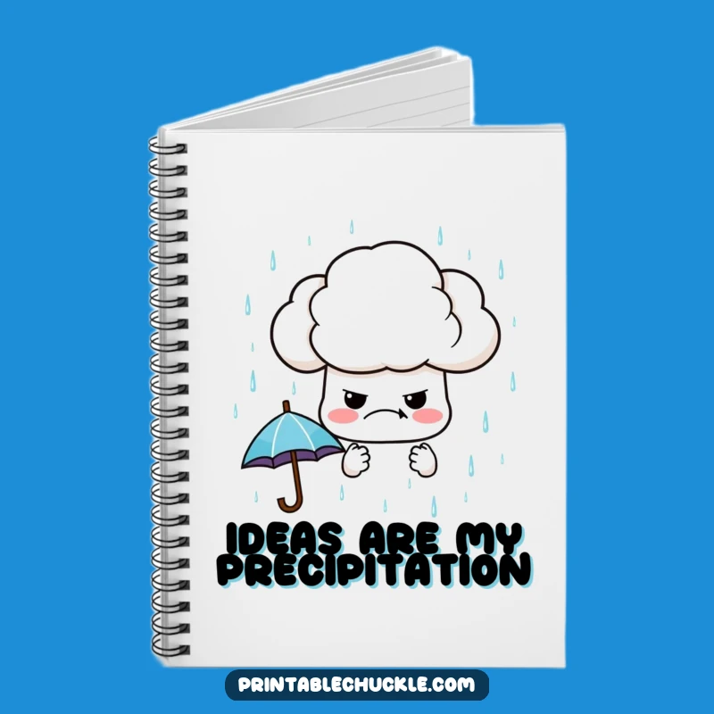 Funny Grumpy Cloud Notebook: Jot Down Thoughts with Raining Umbrellas, Perfect Gift