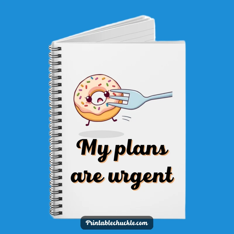 Funny Donut Fork Chase Notebook - Hilarious Stationery