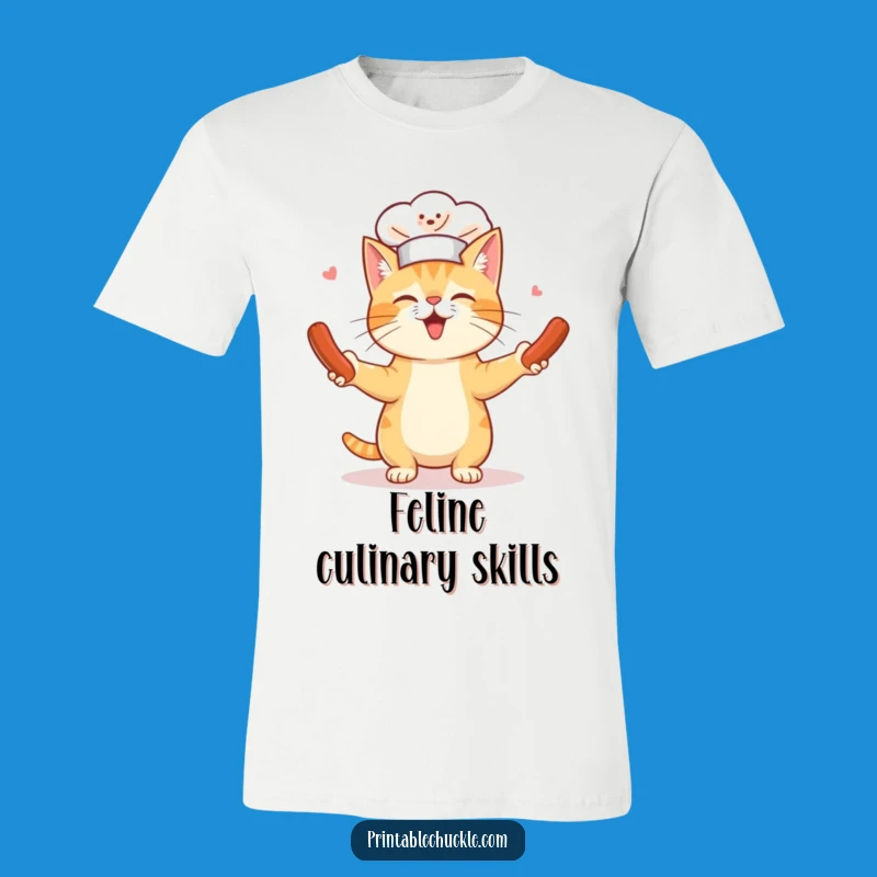 Funny Chef Cat T-Shirt: Juggling Hot Dogs Kitchen Fun, A Great Funny Gift