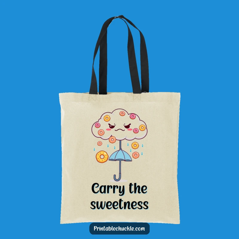 Funny Grumpy Cloud Donut Rain Tote Bag - Whimsical Weather Carry-All, Perfect Funny Gift