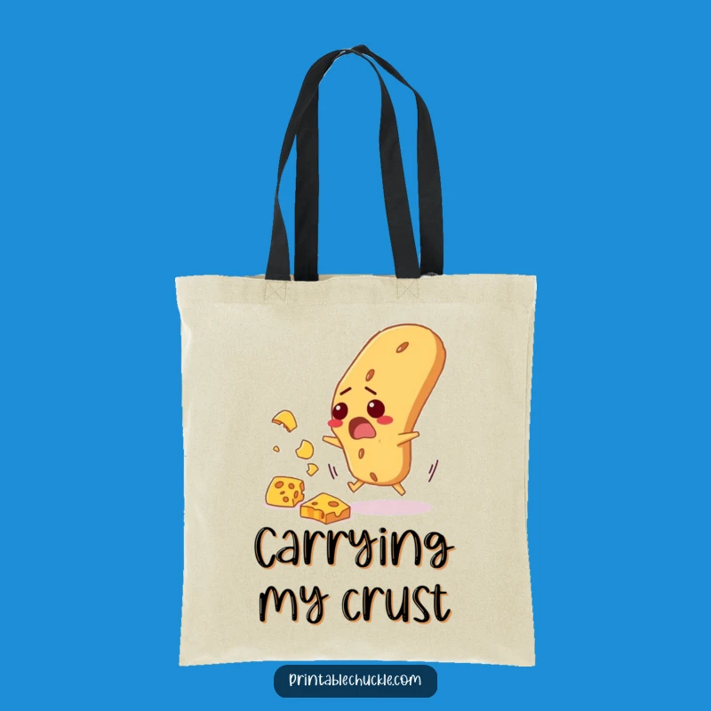Funny Baguette Cheese Dodge Tote Bag: Carry Your Goods with a Startled Bread, Humorous Gift