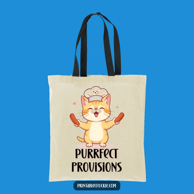 Funny Chef Cat Tote: Carry Your Laughs in This Culinary Bag Funny Gift