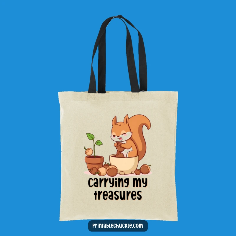 Funny Frantic Squirrel Potted Plant Tote Bag - Nutty Garden Accessory, Ideal Funny Gift
