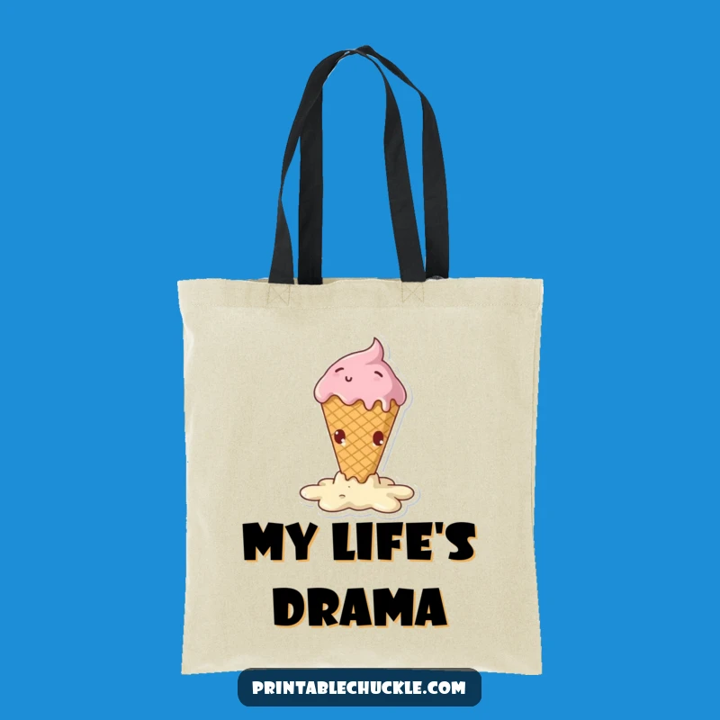 Funny Melting Ice Cream Cone Tote Bag - Dramatic Fall Accessory, Ideal Funny Gift