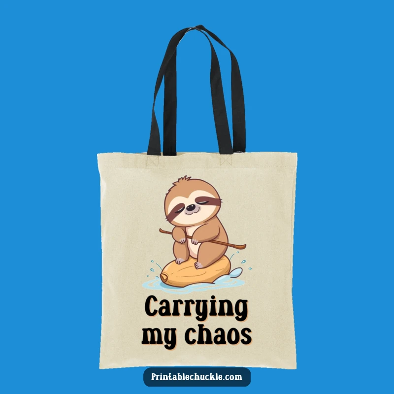 Funny Sloth Skiing Tote Bag: Carry Your Laughs Leisurely