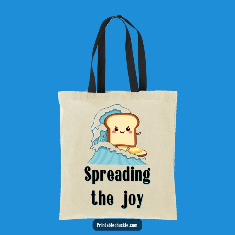 Funny Surfing Toast Tote Bag, Culinary Wave Funny Gift Shopping Bag