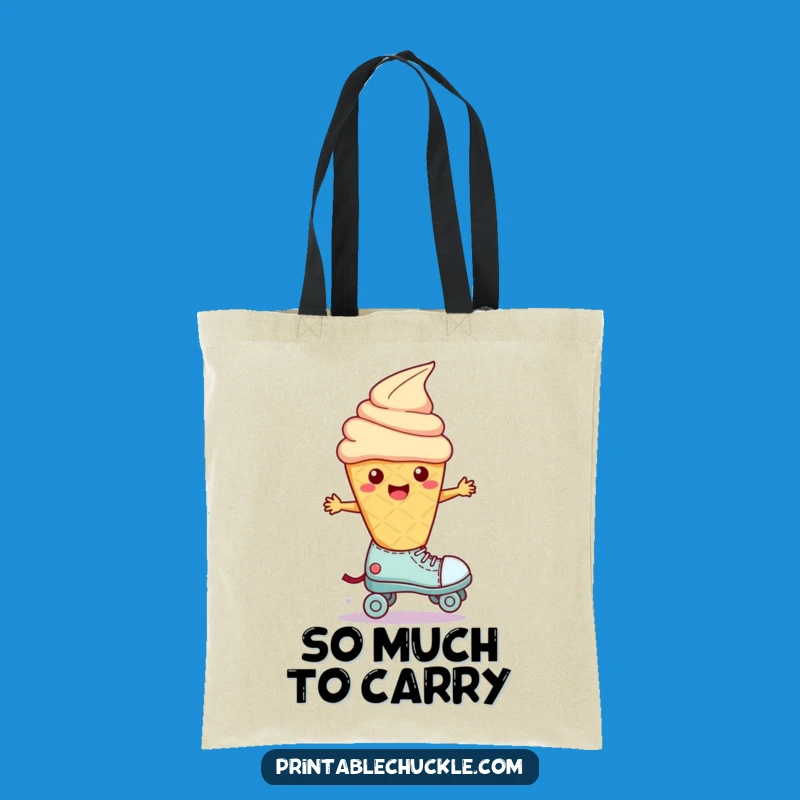 Funny Wobbly Ice Cream Roller Skate Tote Bag - Hilarious Dessert Carry-All, Perfect Funny Gift
